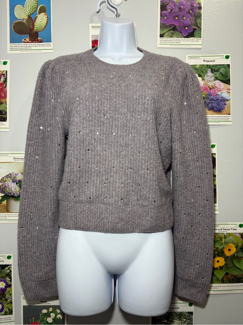 J. Crew Heather Gray Sequin Crewneck Sweater